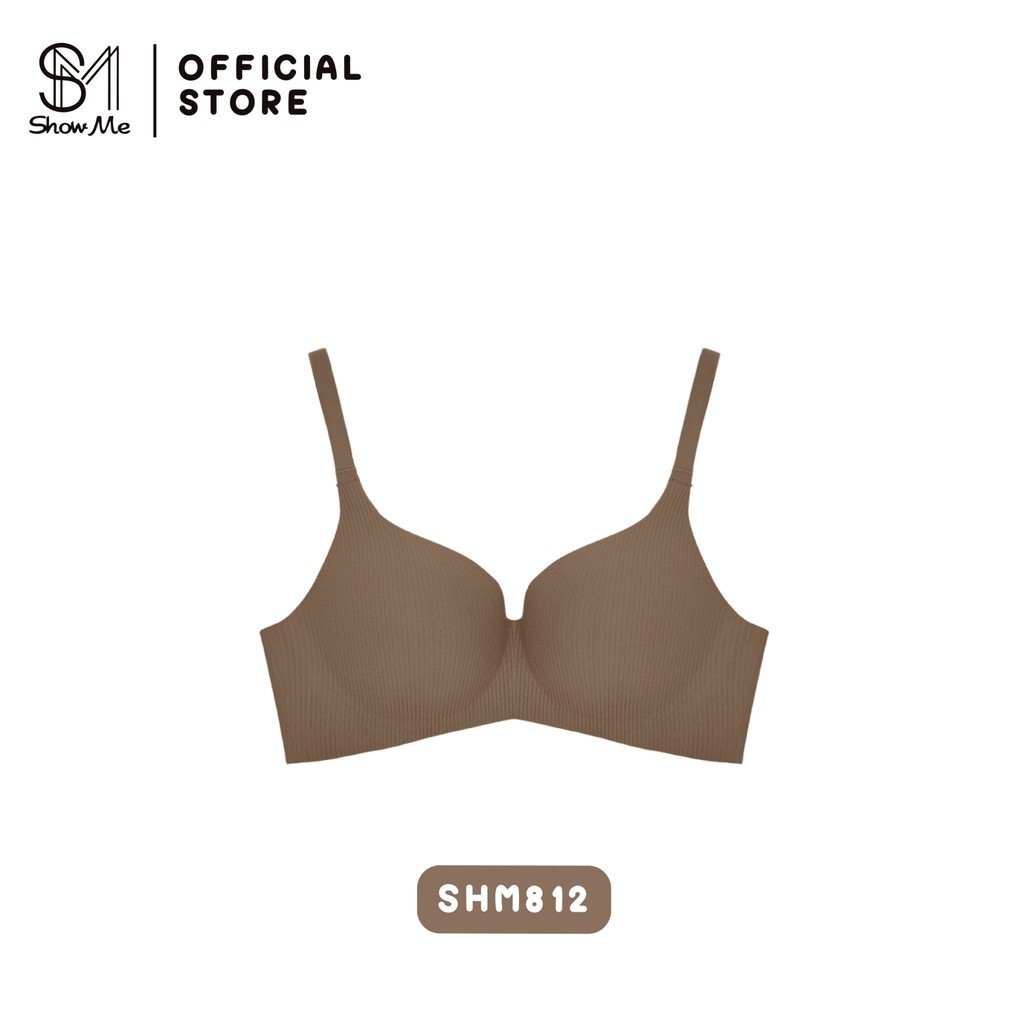 Show me เสื้อชั้นใน ไร้โครง ดันทรง กลมสวย มีตะขอหลัง รุ่น SOFTSENSE รหัส SHM812 ผ้าร่อง โอบอุ้ม ทรงส