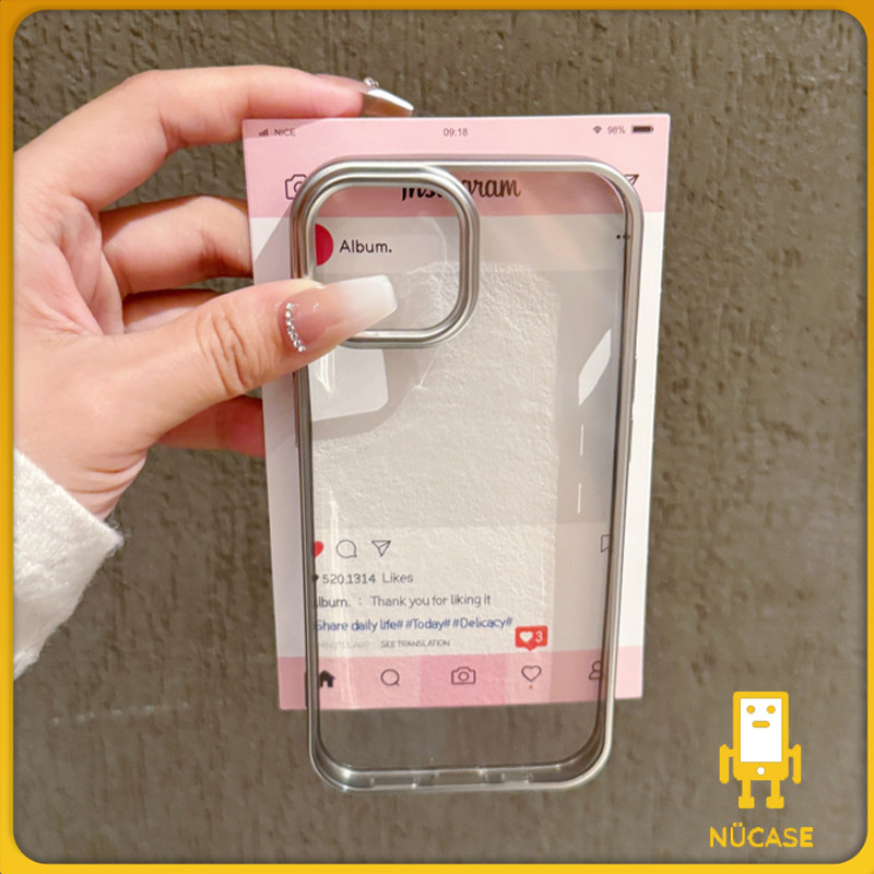 การชุบที่หรูหราเคสใสเรียบง่ายเข้ากันได้สำหรับ IPhone 11 15 13 14 12 Pro Max 7Plus XR 7 8 Plus X XS MAX SE 2020 15 14Plus