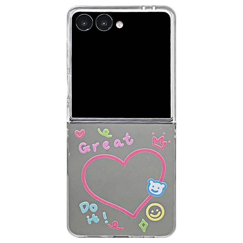 กระจกเกาหลี Graffiti สร้อยข้อมือหัวใจภาษาอังกฤษเคสโทรศัพท์เหมาะสําหรับ Samsung Galaxy ZFlip7 เชือกเส้นเล็กพับ Hard Shell สําหรับ Z Flip 7 6 7FE 5 4 3 5G แฟชั่นฝาครอบป้องกัน - รูปที่ 7