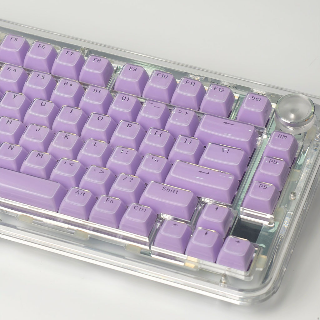 ปุ่มกดคริสตัลสีม่วง 136 คีย์โปรไฟล์ OEM PC PBT Letter Light Transmission Wooting Aula F75 Alice Mechanical Keycaps Creative Purple Jelly Keycaps