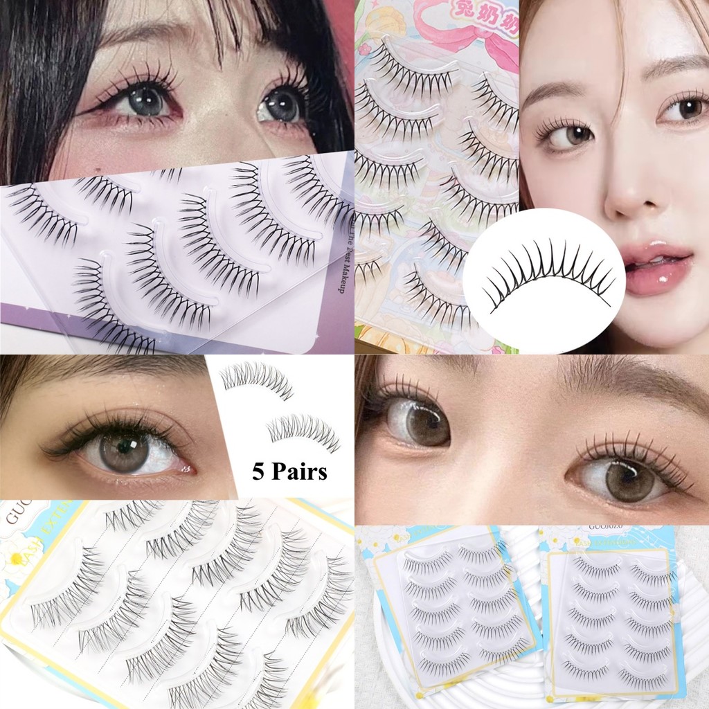 U-Shaped Fine-pedicled ขนตาปลอม U-รูปธรรมชาติ Wispy ความงามเครื่องสําอางนํากลับมาใช้ใหม่การ์ตูน Eye แต่งหน้าเกาหลี