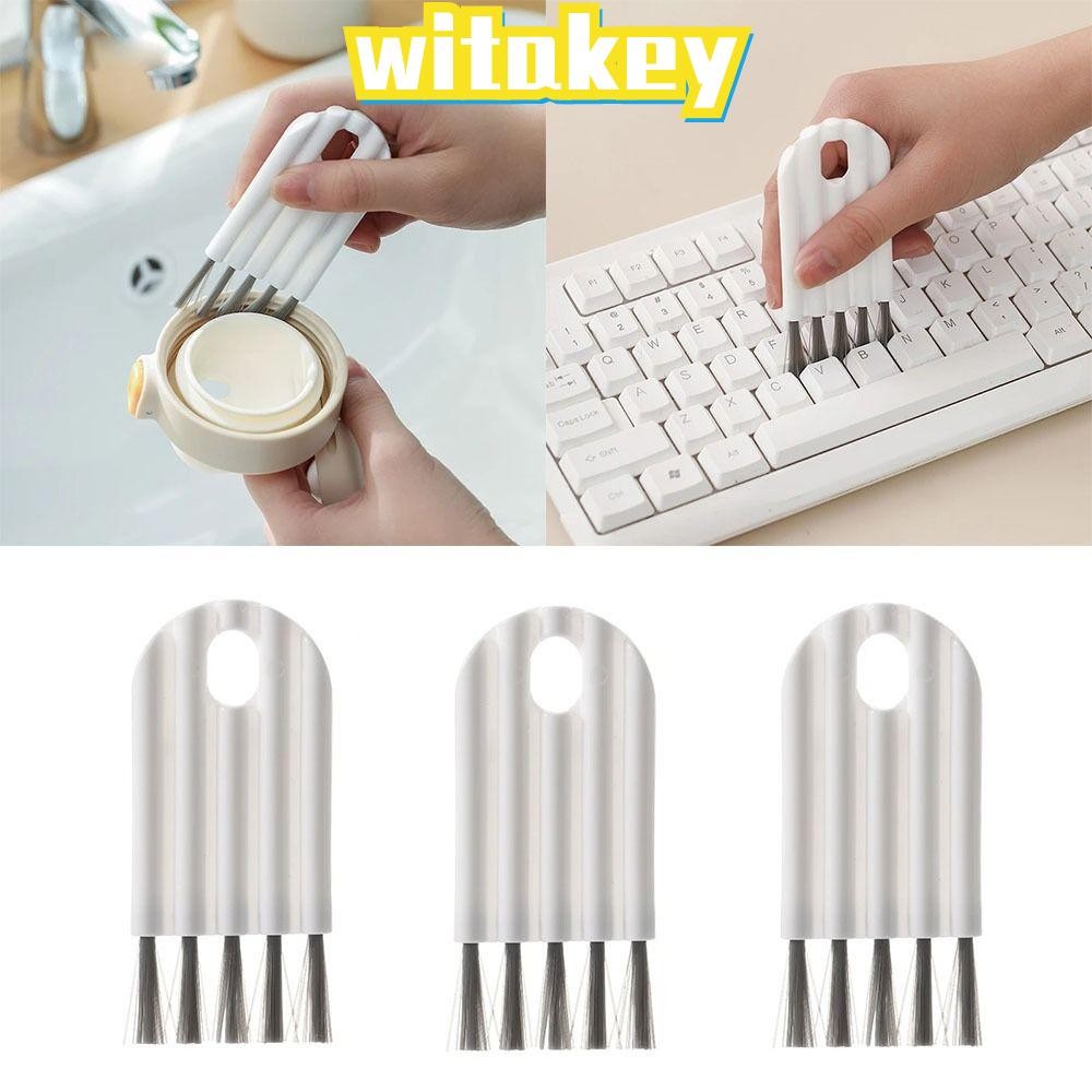 WITAKEY แปรงทําความสะอาด, เครื่องมือห้องครัวมัลติฟังก์ชั่นแปรงฝาถ้วย, ขนแปรงนุ่มในครัวเรือนที่ทนทาน แปรงช่องว่างคีย์บอร์ด