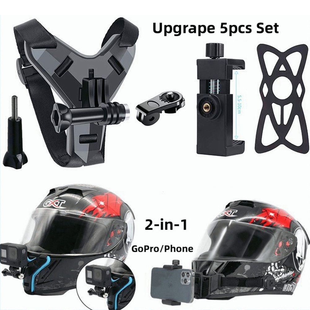 ที่ยึดหมวกกันน็อค GoPro อุปกรณ์เสริมหมวกกันน็อค ที่ยึดโทรศัพท์ขณะขับขี่มอเตอร์ไซค์ ที่ยึดคางกล้องแอคชั่น