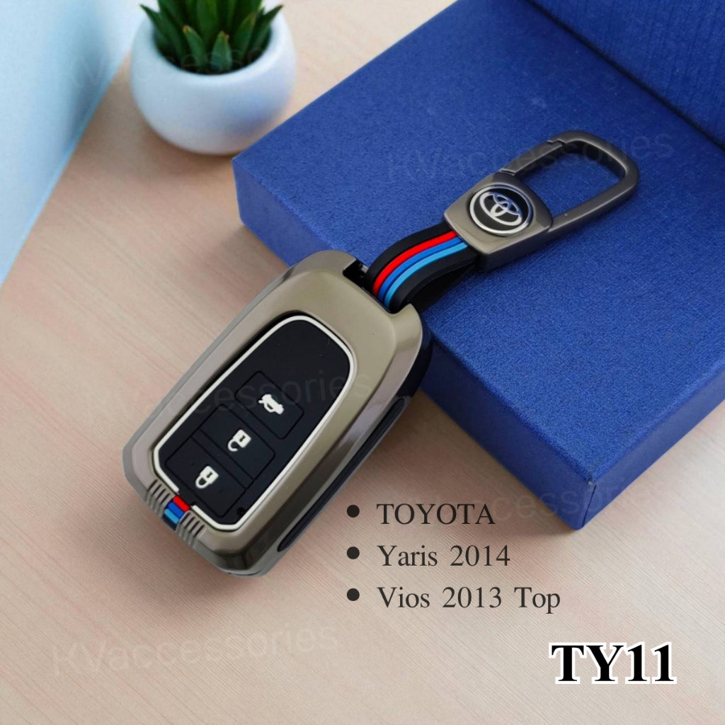 เคสกุญแจ ปลอกกุญแจรถยนต์ สำหรับ Toyota Yaris 2014 Vios 2013 Top แบบ3ปุ่ม งานเคสกุญแจโลหะ