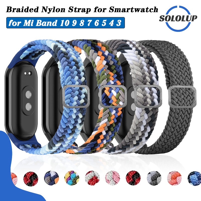 สายไนลอนยืดหยุ่น for Xiaomi Mi Band 10 9 8 สายรัดข้อมือกีฬาไนลอนลมหายใจ for สมาร์ทว็อช Mi Band 7 6 5 4 3