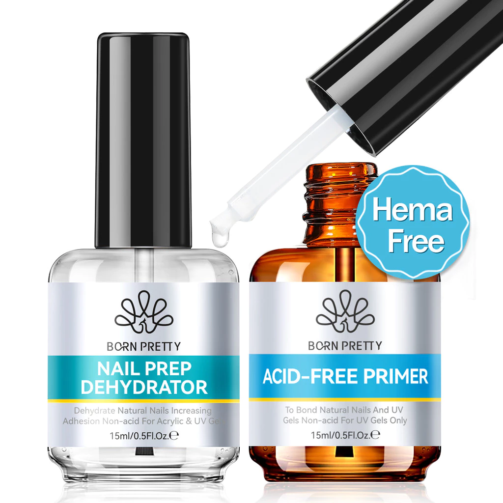 BORN PRETTY 15ml ขวดแก้วเล็บ Primer เล็บ Prep Dehydrator ยาทาเล็บติดทนนาน Air แห้งกึ่งถาวรเคลือบเงา