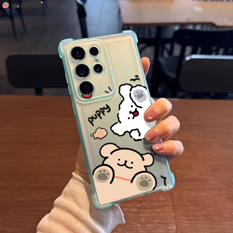 SAMSUNG สําหรับSamsung Galaxy A56 A55 A54 A53 A52 A52s A51 A50 A50s A30s 4G 5Gเคสโทรศัพท์สายสุนัขลูกสุนัขน่ารักการ์ตูนกันกระแทกโปร่งใสโปร่งแสงนุ่มปลอกกรณีปกหลัง