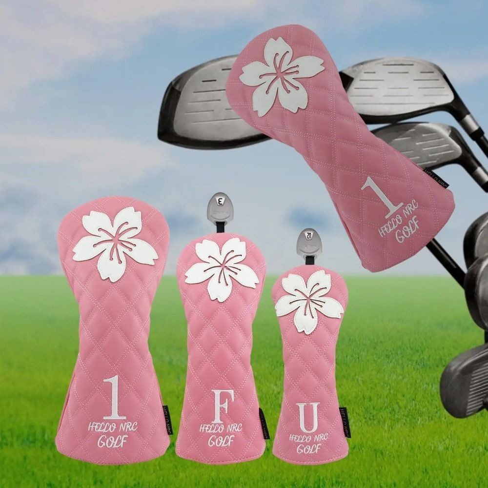 SOLARFLUX Golf Club Protector, นุ่มและทนทานกันน้ํา Golf Head Cover, หญิงสาว PU หนังดอกไม้สีชมพู Sakura รูปแบบไม้ Headcover Driver Fairway ราคา ถูกที่สุด ดีลบีเคเค แกลเลอรีภาพที่ 6