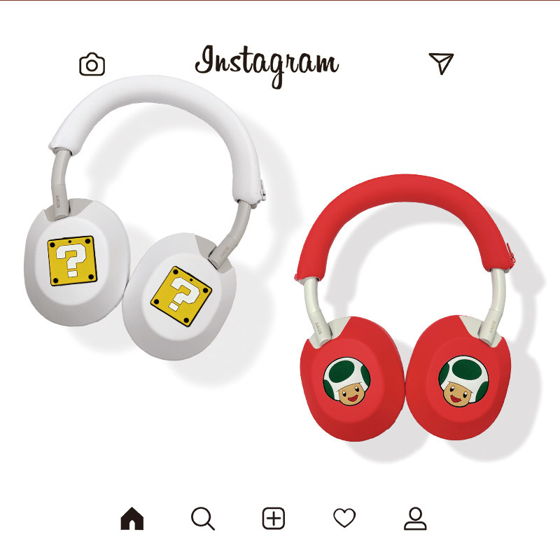 เหมาะสําหรับ Sony/Sony WH-1000XM5/6 ชุดหูฟังตัดเสียงรบกวนบลูทูธซิลิโคนป้องกันกรณีการ์ตูนเห็ดคําถาม M