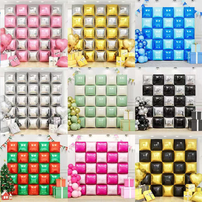 (ร้านไทย)ลูกโป่งฟอยล์สี่เหลี่ยมจัตุรัส ฟอยล์ฉาก แบบเซ็ต25ชิ้น  (FB)