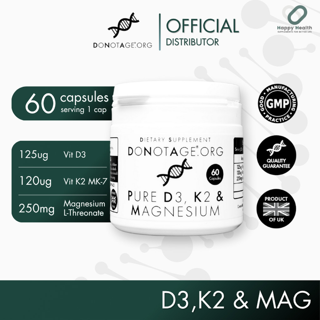 Vitamin D3, K2 & Magnesium(60/30 แคปซูล) Do Not Age Vitamin D3 5000 IU, Vitamin K2 (Mk-7) 120mcg,Magnesium 250g
