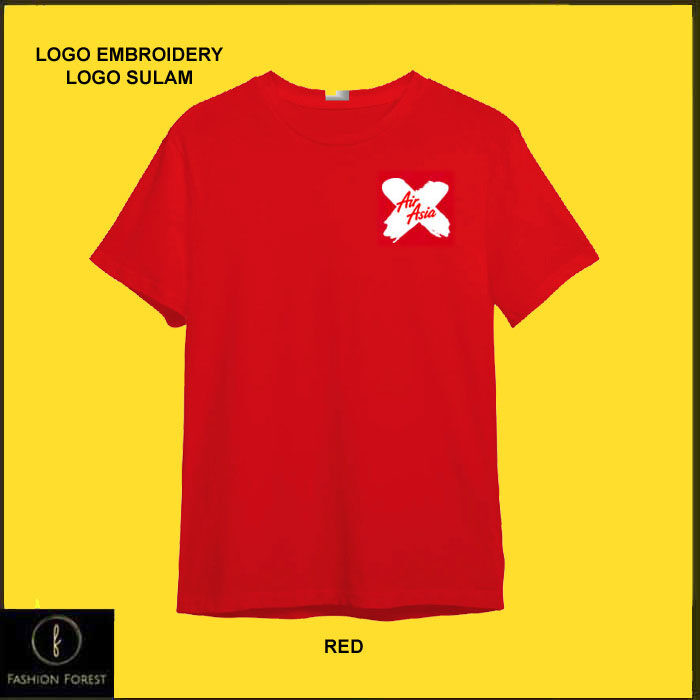 เสื้อยืดคอกลมผ้าฝ้ายสําหรับผู้ชายและผู้หญิงโลโก้เย็บปักถักร้อยSulam airasia X AIR ASIA x BAJU FF