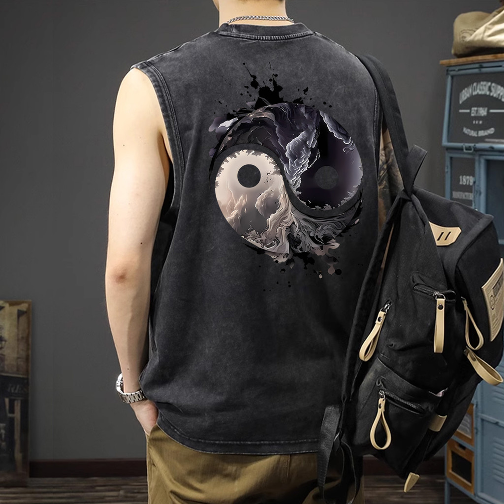 Sea.Tee [COD] เสื้อแขนกุด เสื้อผ้าผช oversize ผ้าฝ้าย 100% ลายพิมพ์แฟชั่น S-3XL