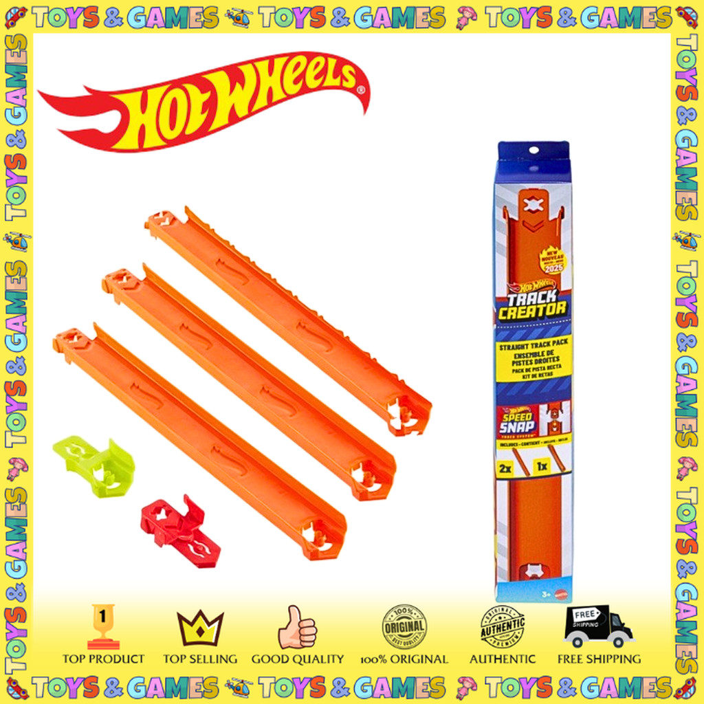 Hot Wheels Track Creator Straight Track Pack 2 ชิ้นรางตรงและ 1 ตัวเชื่อมต่อรูปแบบแข่ง Track Building