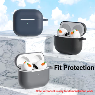 For Apple Airpods 3 กรณี Airpods3 Air Pods3 3 เคสซิลิโคนนุ่มป้องกัน สีพื้น พร้อม หัวเข็มขัด ตะขอ Cover พร้อมส่งค่ะ🇹🇭