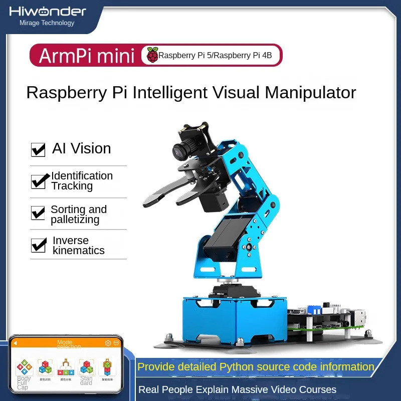 [NEW] Hiwonder Raspberry Pi 4 Dof Ai Robot Arm Visual Recognition Graphical Intelligent Sorting Pyth
