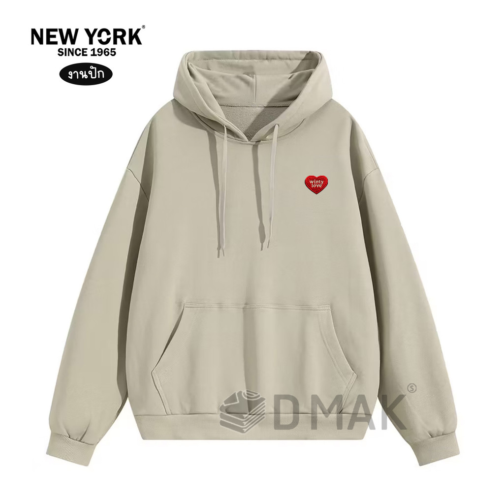 WINTY HOODIE คอสวม (ปักหัวใจ) เสื้อคลุมแขนยาว เสื้อกันหนาว กันแดด มีฮู้ด
