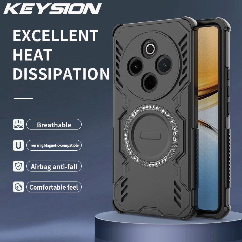 KEYSION Hollow การกระจายความร้อนสําหรับ IQOO Z10 5G ซิลิโคน + PC Magnetic Cooling กันกระแทกโทรศัพท์ปกหลังสําหรับ VIVO IQOO Z10