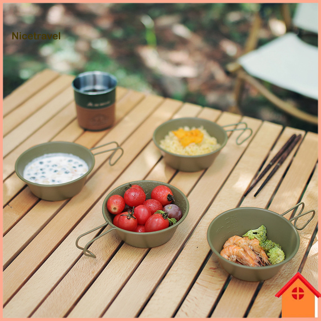 [Ni] สแตนเลส Sierra Cup แบบพกพาบนโต๊ะอาหารแคมป์ปิ้งสแตนเลสแบบพกพา Sierra Cup พร้อมที่จับ Bpa ฟรีทนคว