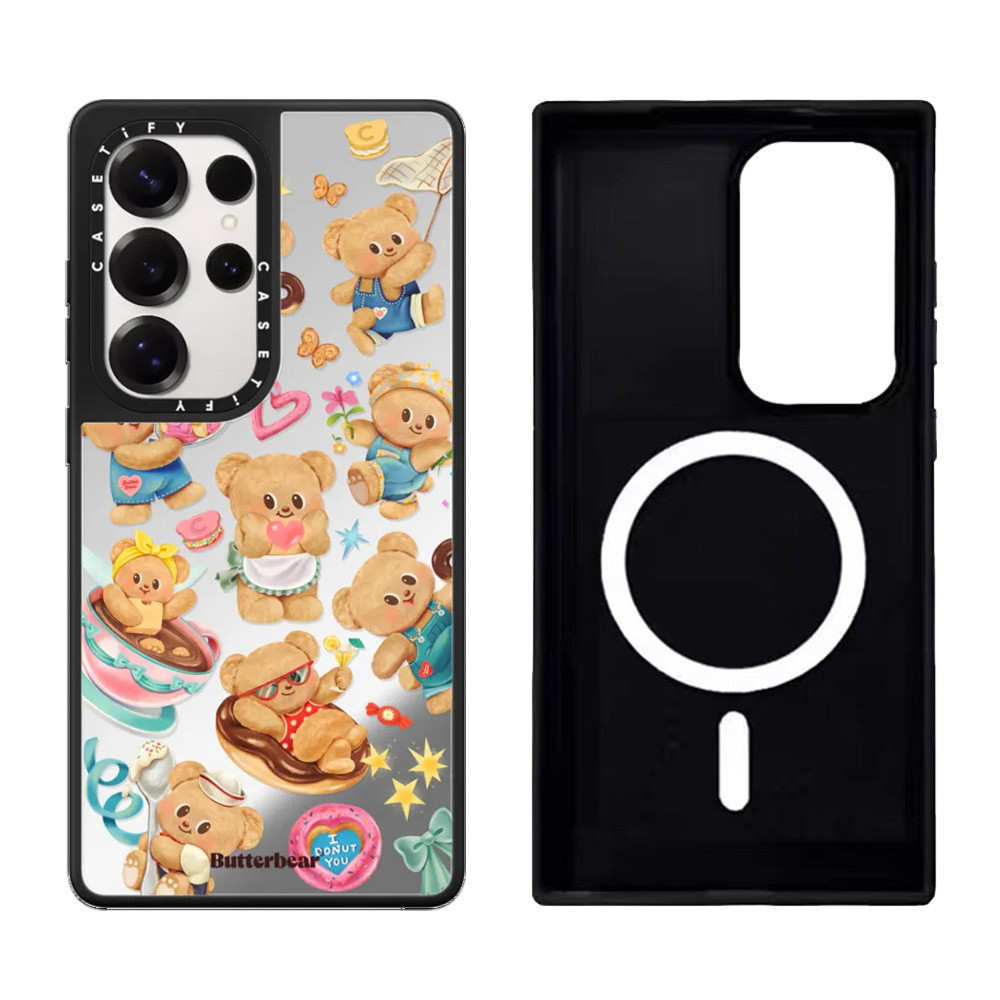 SAMSUNG น่ารักเนยหมีกระจกแม่เหล็กสําหรับSamsung Galaxy S25 24 23 UItraกันกระแทกป้องกันปลอก - รูปที่ 3