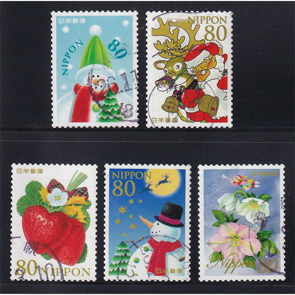 ชุดแสตมป์ไปรษณีย์ญี่ปุ่น 5 ชิ้น - ยินดีต้อนรับ ฤดูหนาว "ต้นไม้" | ญี่ปุ่น - การ์ดอวยพรฤดูหนาว "ต้นไม