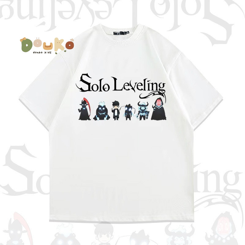 เสื้อยืดเด็ก Solo Leveling Anime Cotton Unisex การ์ตูน แขนสั้น สำหรับเด็กผู้ชาย ผู้หญิง