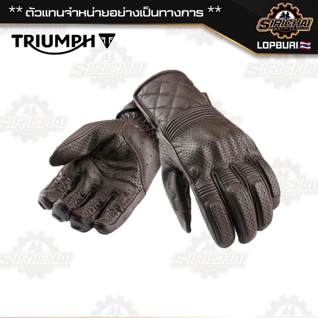 ถุงมือมอเตอร์ไซค์ ถุงมือ Triumph Dalton Leather Gloves with D3O® Protective Brown