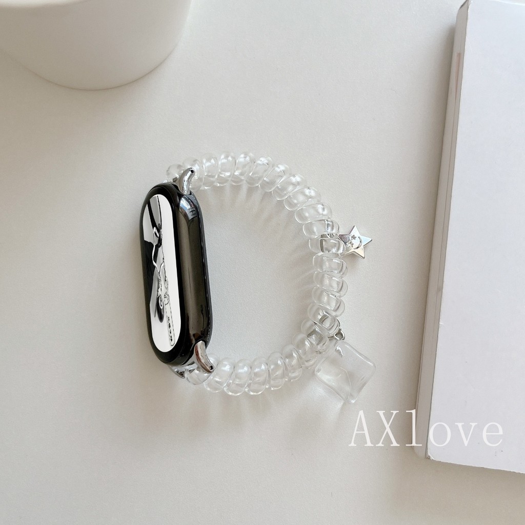ยืดหยุ่นสายโทรศัพท์สําหรับ Mi Band 10 9 8 Pro โปร่งใสสําหรับ Miband 7 5 6 4 3 สร้อยข้อมือสายรัดข้อมือ