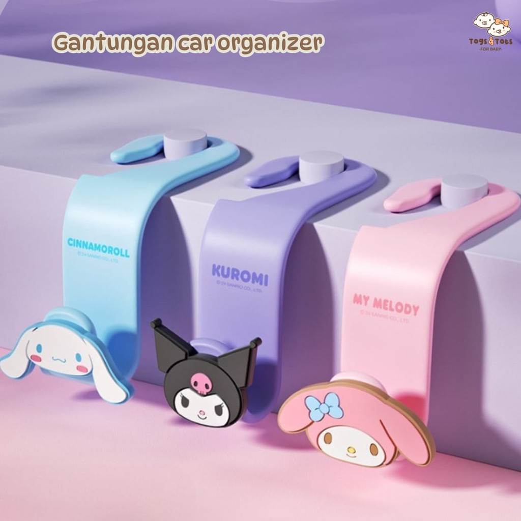 GANTUNGAN UNGU MERAH ( OTH1307 / OTH1308 ) ที่แขวนของตะขอจัดระเบียบรถยนต์ - sanrio cinnamoroll melod