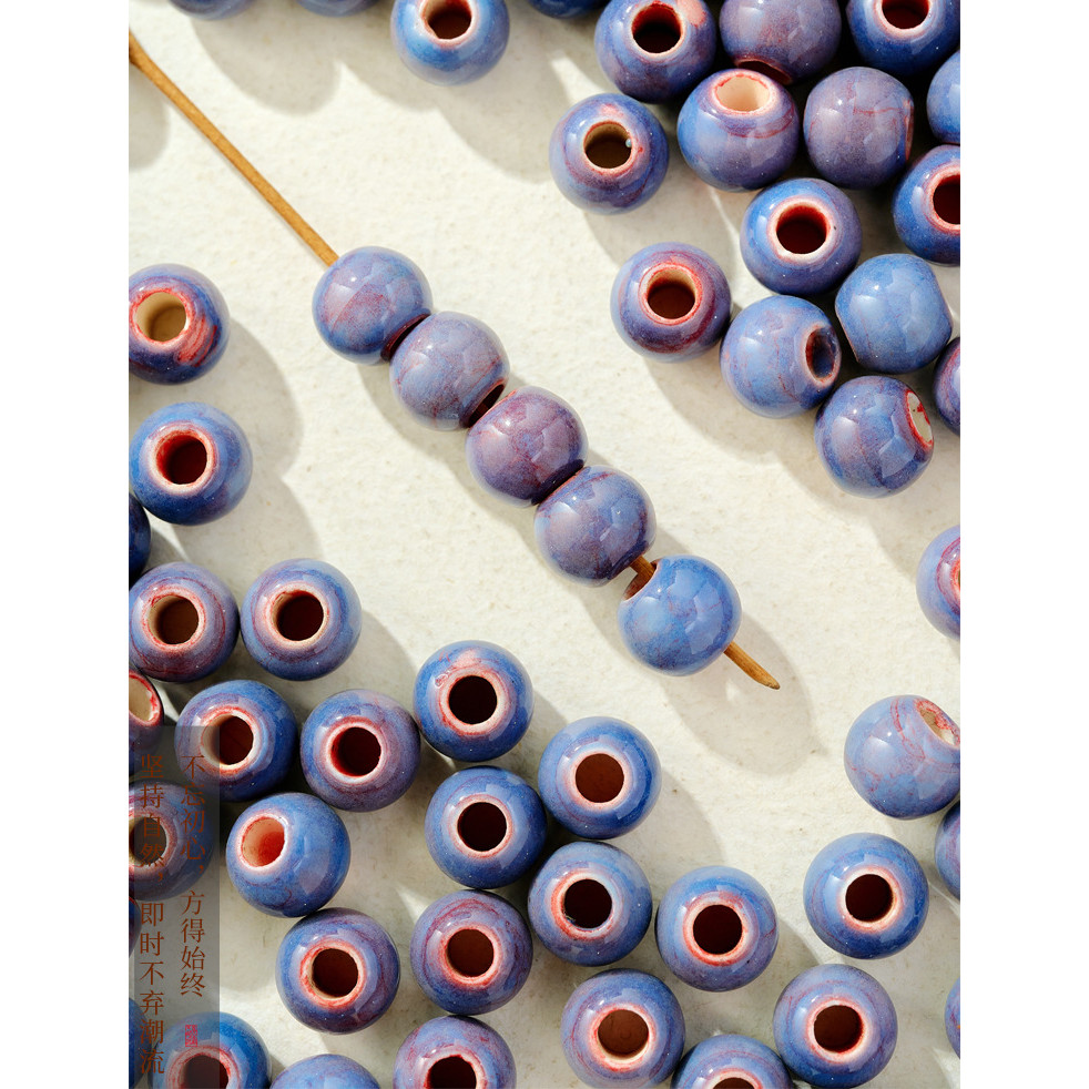 ลูกปัดเซรามิกรูปทรงกว้าง สีฟ้าสดใส พร้อมใช้งานสำหรับงานประดิษฐ์ - รูปที่ 4