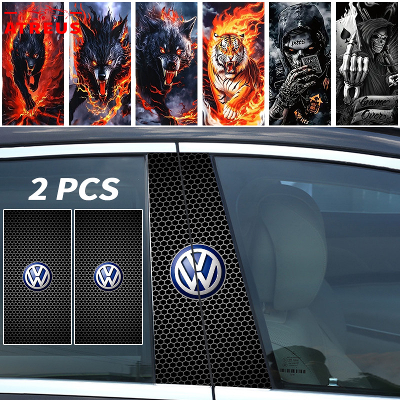 2ชิ้น Volkswagen สติกเกอร์ติดเสาประตูรถยนต์ แผ่นติดเสาประตู สติกเกอร์ เสากลางหน้าต่าง B คอลัมน์สติกเ