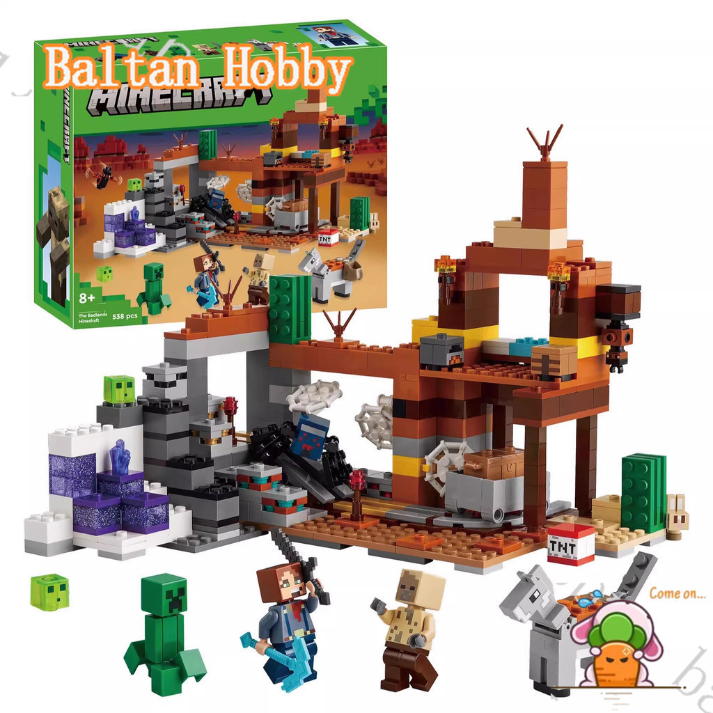 Baltan ของเล่น HN3X เข้ากันได้กับ Minecraft 21263 The Badlands Mineshaft Building blocks EQ1