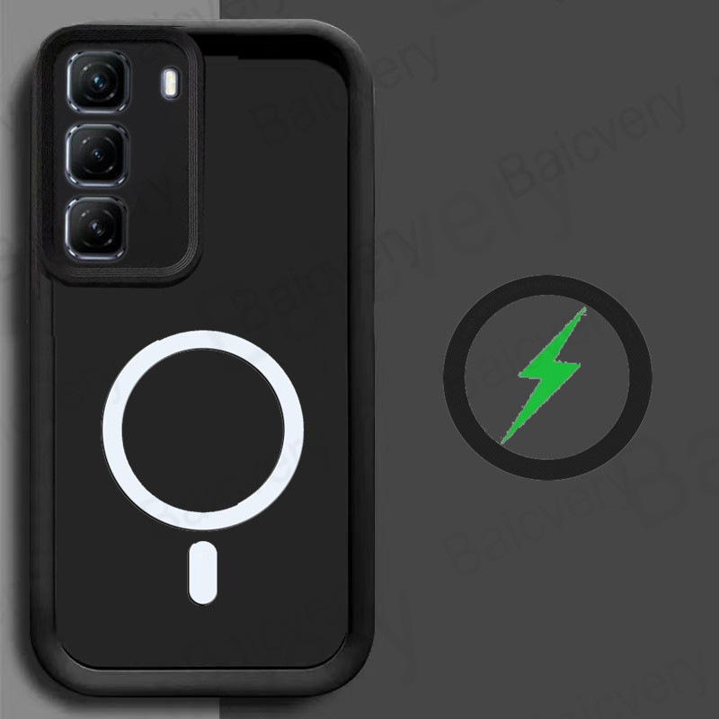 Casing infinix Hot 60i / HOT 60 5G 5G PLUS / HOT 60 Pro 4G / HOT 60 Pro Plus 4G Phone Case Cover with Magnetic Wireless Charger Sticker