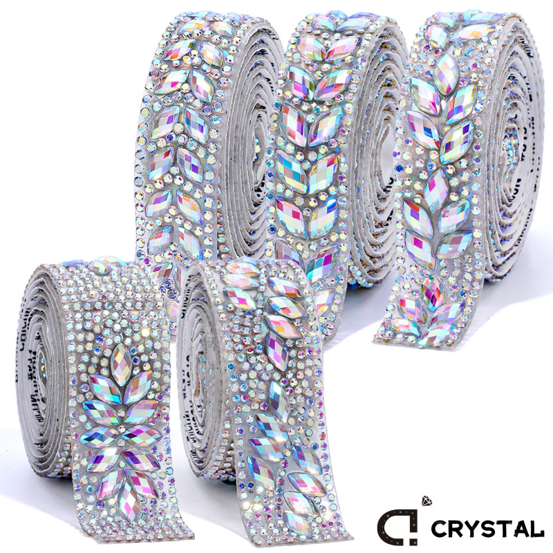กาวคริสตัลลูกปัดริบบิ้นประกายตาข่าย และ Rhinestone Applique Trim สำหรับชุดแต่งงาน