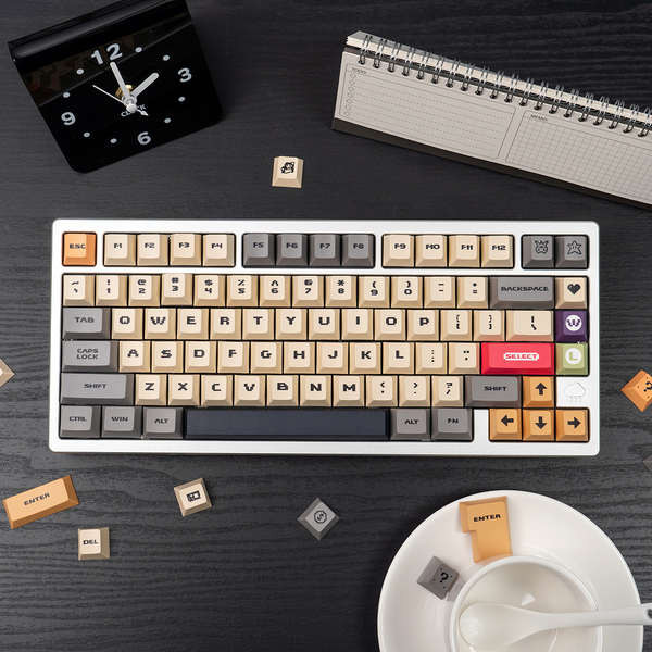 keycap ไทย sa keycap work egg keycaps Super Mary Grey White/Yellow Retro Mechanical Keyboard Keycap 