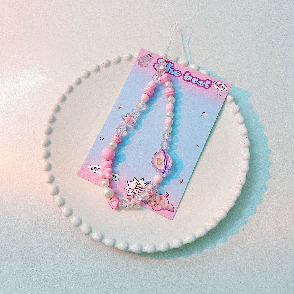 จี้กรณีโทรศัพท์มือถือ ลายดอกไม้ ที่ห้อยเคสมือถือ ลูกปัดสี สายคล้องข้อมือ ป้องกันการสูญหาย น่ารัก ความรู้สึกขั้นสูง
