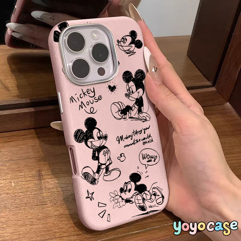 เคสไอโฟน 16 สำหรับ IPhone 11 12 13 15 Pro Max 16 15 Plus X XS XR MAX SE 2 3 ปกหนังลายกราฟฟิตี้น่ารักมิกกี้เม้าส์ภาษาอังก - รูปที่ 7