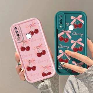 TPU ซิลิโคนนุ่มเคสโทรศัพท์สําหรับ VIVO Y12 1940 1906 1904 1902 1901 Y17 Y15 Y12i Y3S2020 Y11 Y20 Y20S Y20T Y12S Y11S Y11S Y20i Y12A แฟชั่นเชอร์รี่โบว์ป้องกันกรณีเชอร์รี่