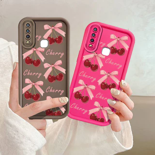 TPU ซิลิโคนนุ่มเคสโทรศัพท์สําหรับ VIVO Y12 1940 1906 1904 1902 1901 Y17 Y15 Y12i Y3S2020 Y11 Y20 Y20S Y20T Y12S Y11S Y11S Y20i Y12A แฟชั่นเชอร์รี่โบว์ป้องกันกรณีเชอร์รี่