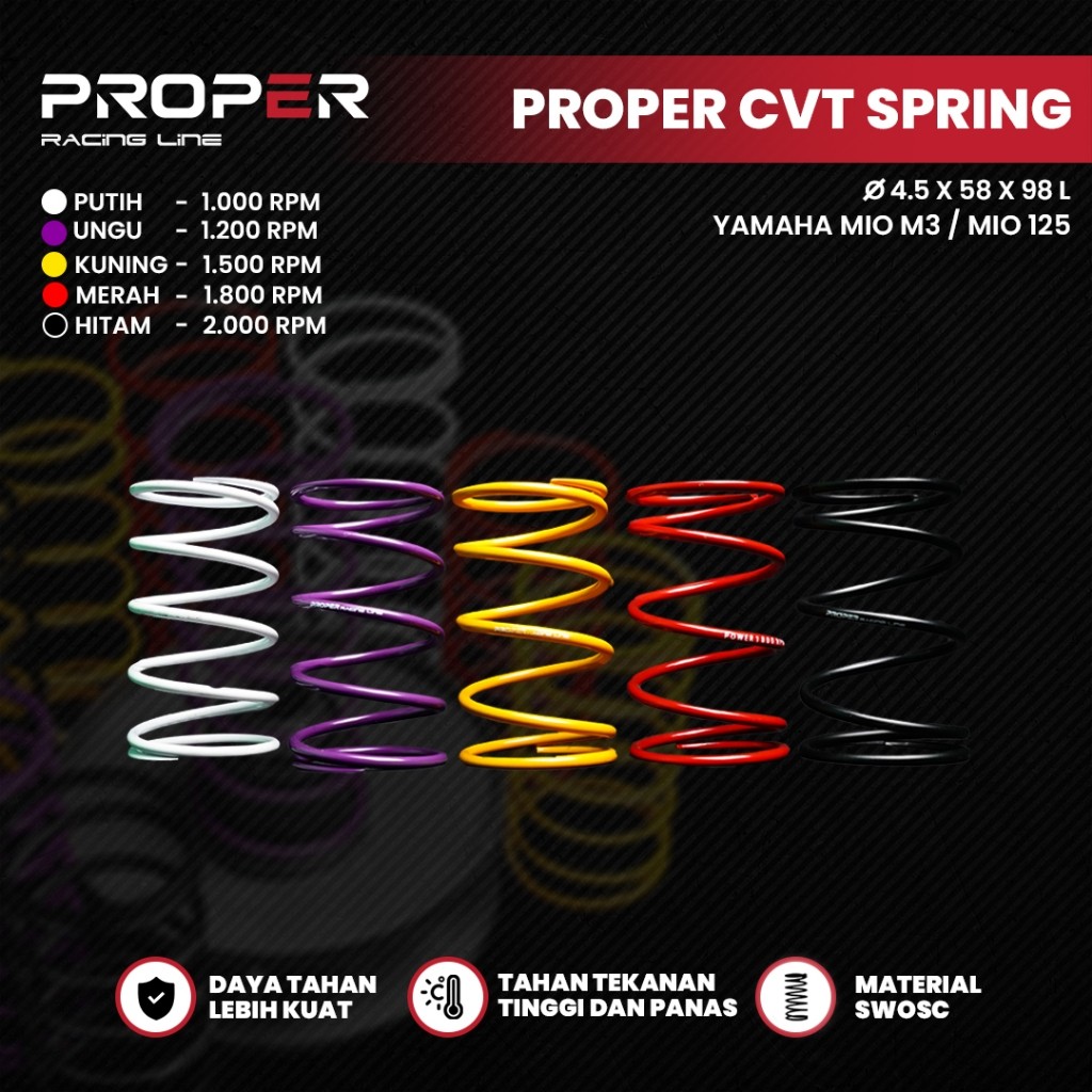 PROPER RACING LINE PER CVT MIO M3 SOUL GT 125 MIO S / Z GEAR 125 FREEGO 1000RPM - 2000RPM CVT SPRING