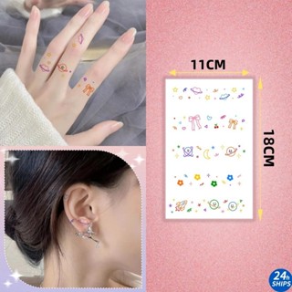 Happy Smiling Face Pattern Tattoo สาวน่ารัก Finger Tattoo สต…