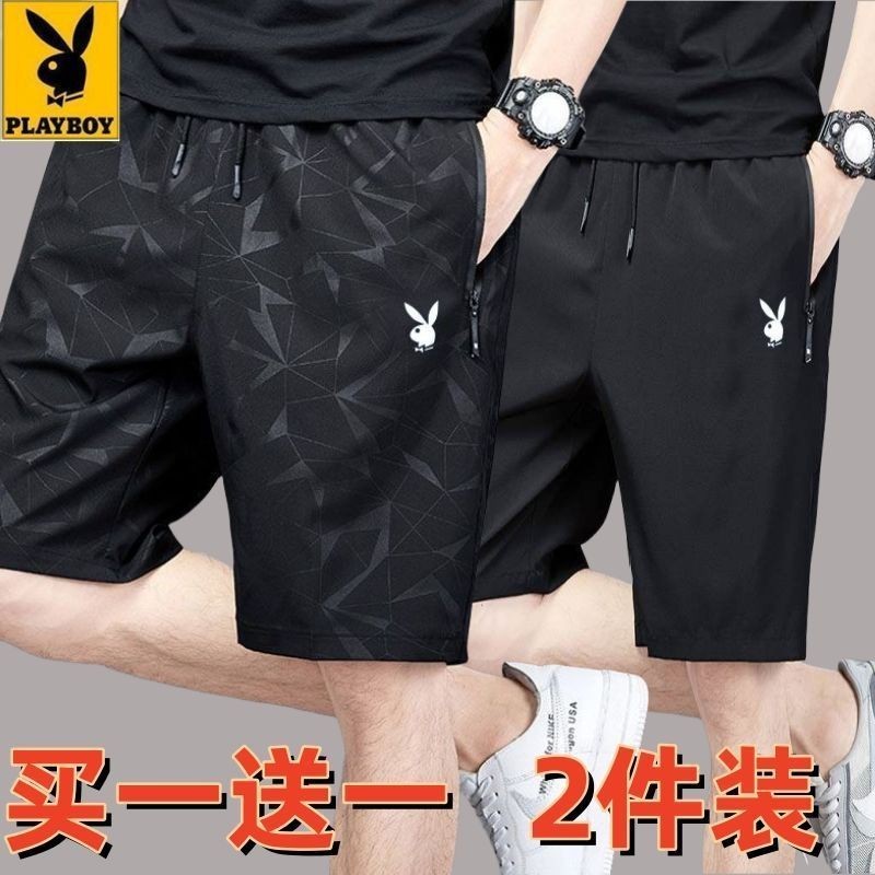 Playboy Thin Shorts Mens Cropped Pants เวอร์ชั่นเกาหลีกางเกงลําลองอินเทรนด์ Quick-Drying Loose Street Wear กางเกงชายหาด Playboy 710