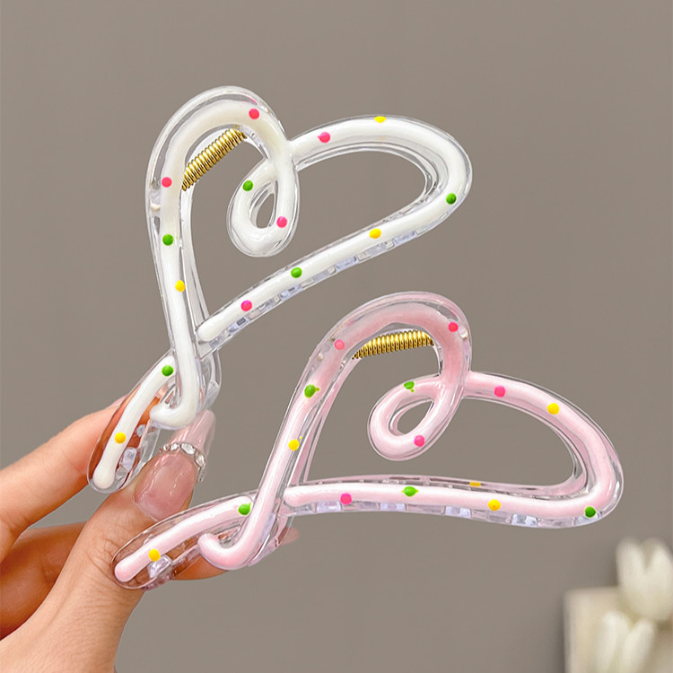 Pink White Heart Love Grips กิ๊บติดผม Hairpin อุปกรณ์เสริม Headwear สําหรับสาวหวาน
