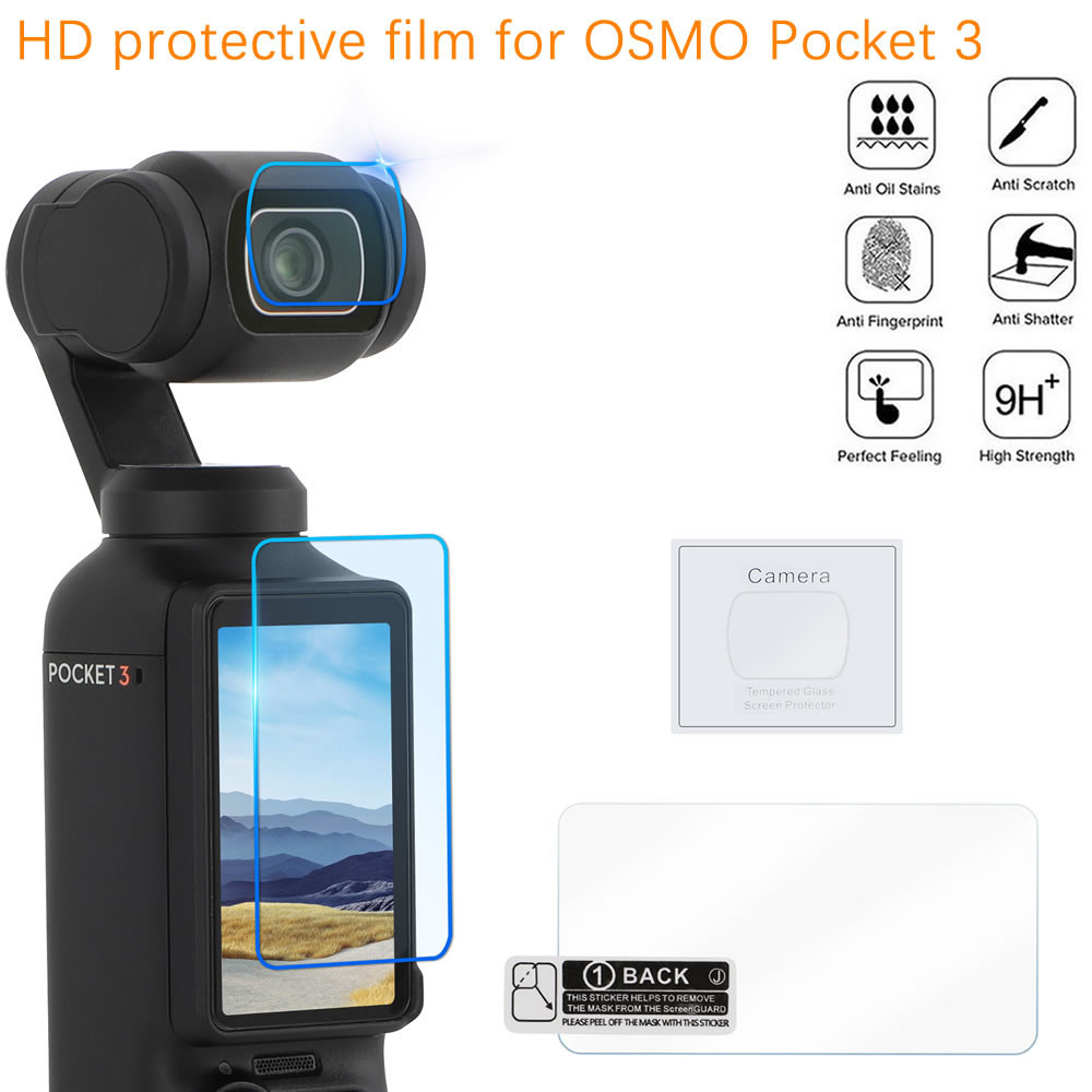 Hd ฟิล์มแก้วสําหรับ DJI osmo pocket 3 กระจกนิรภัยด้านหน้าด้านหลังป้องกันหน้าจอเลนส์ฟิล์มป้องกัน osmo pocket 3 อุปกรณ์เสริม
