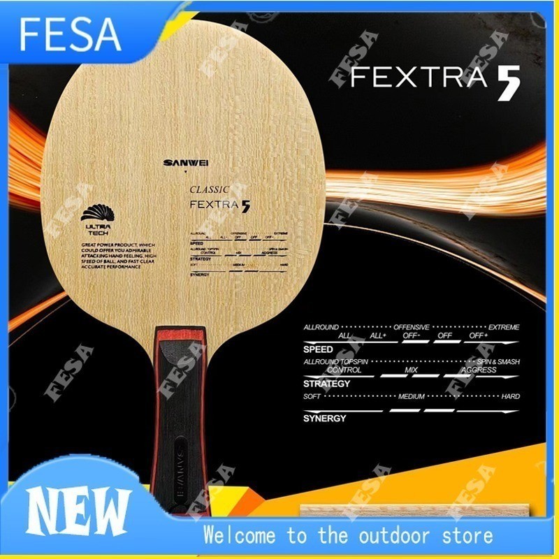 Original SANWEI FEXTRA 5 ใบมีดปิงปอง 5 ชั้นไม้รอบ Ultra Tech SANWEI ไม้ปิงปองค้างคาว Paddle