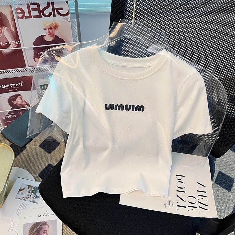 （พร้อมส่งจากกทม มาถึงใน 2วัน）เสื้อครอปแขนสั้น ผ้าคัตคอน นิ่มใส่สบาย #แขนสั้น 100%Cotton T-shirt เรียบง่ายเสื้อยืดผู้หญิง