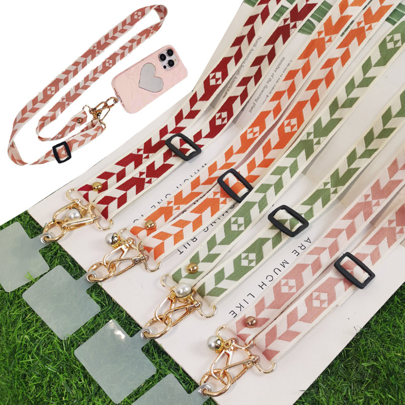 เชือกเส้นเล็กโทรศัพท์มือถือ Cross-body Retro Pearl Ins แฟชั่นเรียบง่ายสายคล้องคอสายกว้างจี้มุกยาว