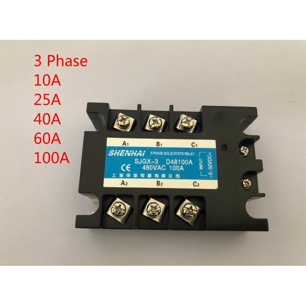 ✶25A 40A 60A 100A SSR 3 Phase Solid State Relay SSR-100 AC to AC Solid State Relay 100A SSR Relay Th