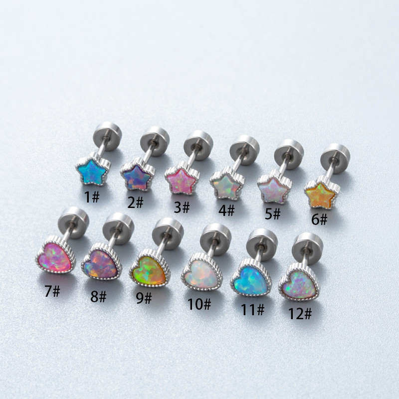 1 ชิ้นรูปหัวใจรูปดาวสแตนเลส 20Gauge กระดูกอ่อนต่างหู Stud Helix เจาะ