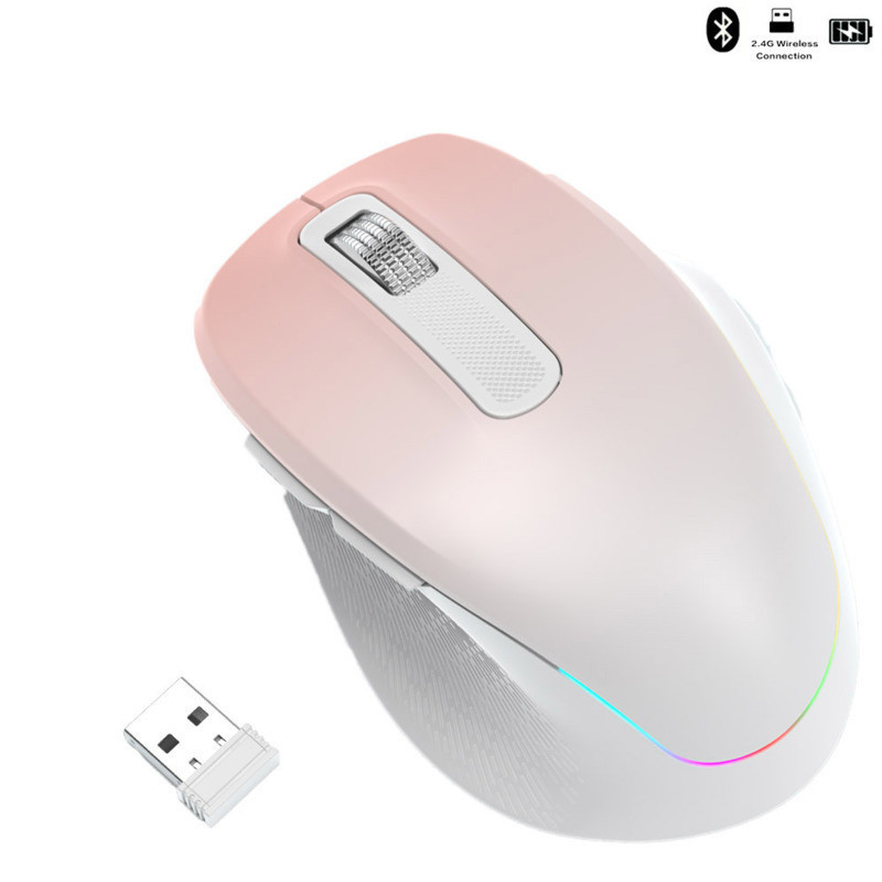 Led Backlit เมาส์ไร้สายบลูทูธ 2.4G Dual Mode Plug and Play 1600 DPI Silent Click เมาส์ไร้สายแบบชาร์จไฟได้สําหรับแล็ปท็อป/เดสก์ท็อปแท็บเล็ต